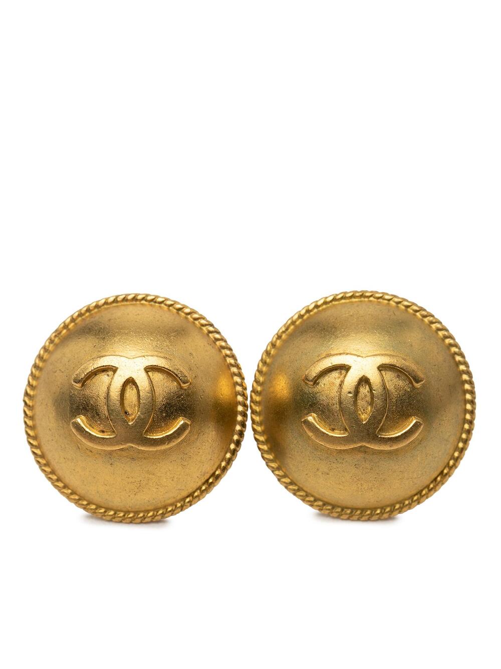 Chanel Cc Gold Plated Round Clip On #357960C42B